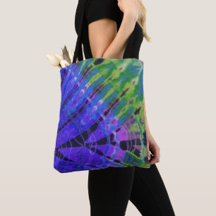 Bolsa Tote Boho Peacock Abstrato Verde Tie Dye Art