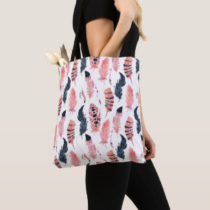 Bolsa Tote Boho Pink Feather