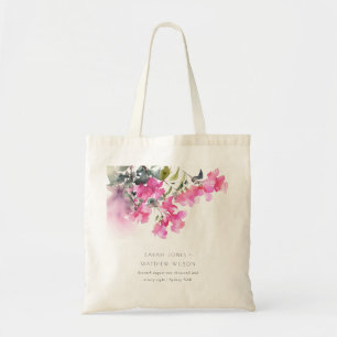 Bolsa Tote Boho Pink Green Tropical Bougainvillea Weding
