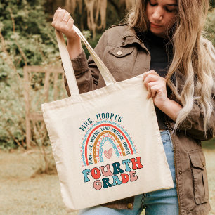 Bolsa Tote Boho Rainbow 4º ano Tribe Teacher Squad Personaliz