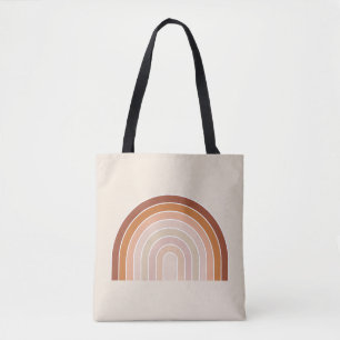 Bolsa Tote Boho Rainbow Beige Terracotta