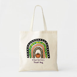 Bolsa Tote Boho Rainbow Halloween Doces ou Travessuras