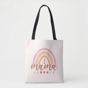 Bolsa Tote Boho Rainbow Mama com Fases da Lua