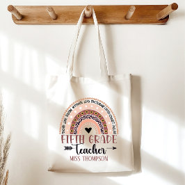 Bolsa Tote Boho Rainbow  – Perfect Teacher Gift for 5th Grade
