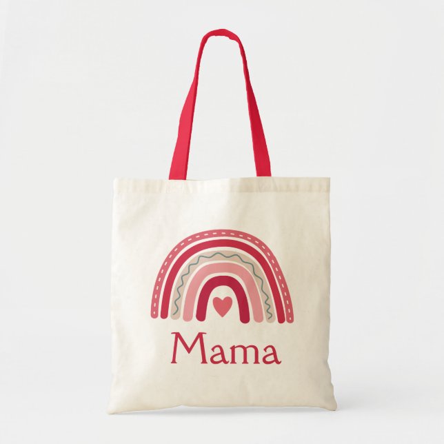 Bolsa Tote Boho Rainbow Pink Heart Mama (Frente)