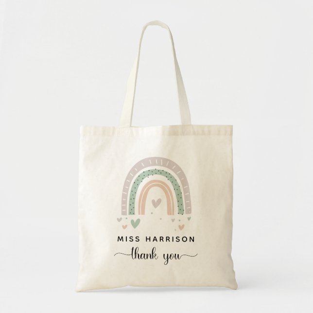 Bolsa Tote Boho Rainbow Sage Professor Obrigado (Frente)