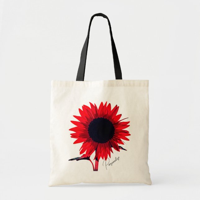 Bolsa Tote Boho Red Black Sunflower Elegant (Frente)