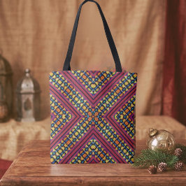 Bolsa Tote Boho Rosa, Azul, Laranja e Amarelo Inspirado em Tr
