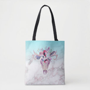 Bolsa Tote Boho Skull & Marble Ombre