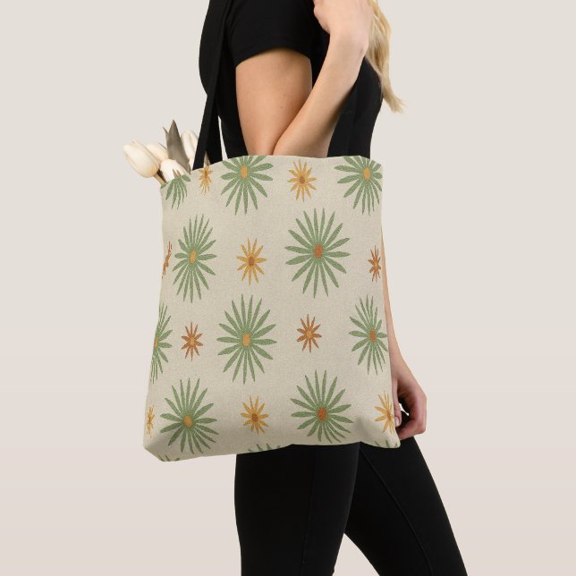 Bolsa tote Boho Starburst bege e verde (Close Up)