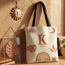 Boho Terracotta Elements & Initial Custom Name 
