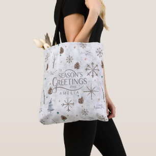Bolsa Tote Boho Twigs & Pinecone, ID de Natal 986
