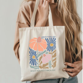 Bolsa Tote Boho Wildflower com citação inspiradora