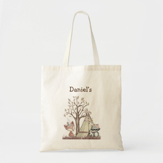 Bolsa Tote Boho Woodland Animal Nursersery Tote Bag (Frente)