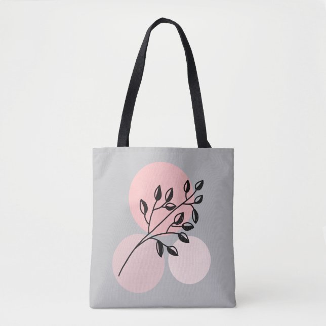Bolsa Tote Boho Zen Botânico Em Círculos Rosa E Lilac (Frente)
