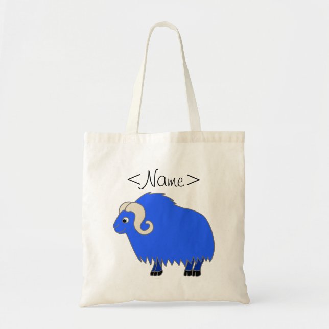 Bolsa Tote Boi azul com chifres ondulados (Frente)