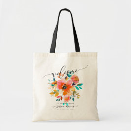 Bolsa Tote Boias-vindas do Orange Ombre+Teal Watercolor
