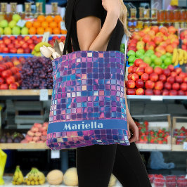 Bolsa Tote Bola de Disco Azul e Roxo do Groovy Personalizada