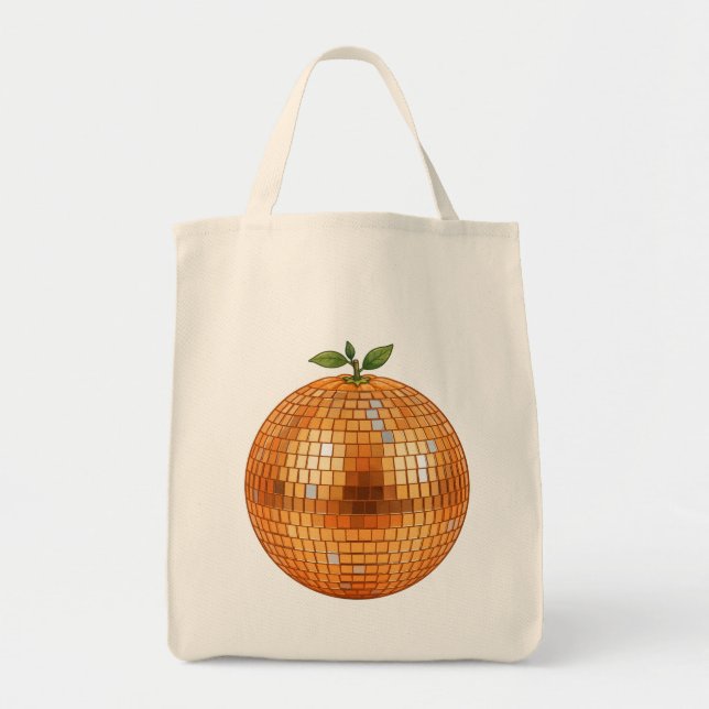 Bolsa Tote Bola de Disco Laranja (Frente)