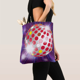 Bolsa Tote Bola de Discoteca Retro dos Anos 70 Vibrante Verme
