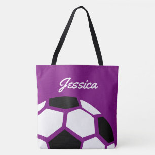 Bolsa Tote Bola de futebol à moda na moda personalizada roxo