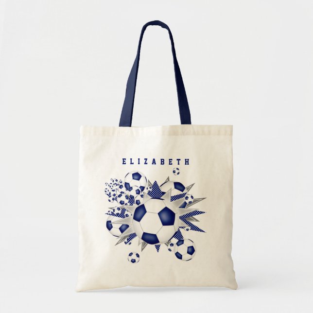 Bolsa Tote bola de futebol azul nome das garotas (Frente)