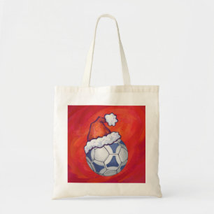 Bolsa Tote Bola de Futebol Festivo Azul e Branco em Vermelho