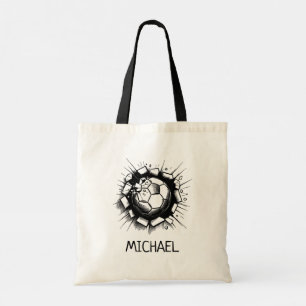 Bolsa Tote Bola de Futebol Personalizada Quebrando Parede de