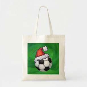 Bolsa Tote Bola de Futebol Santa Hat em Verde