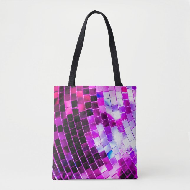 Bolsa Tote Bola Disco de Espelho Roxo (Frente)