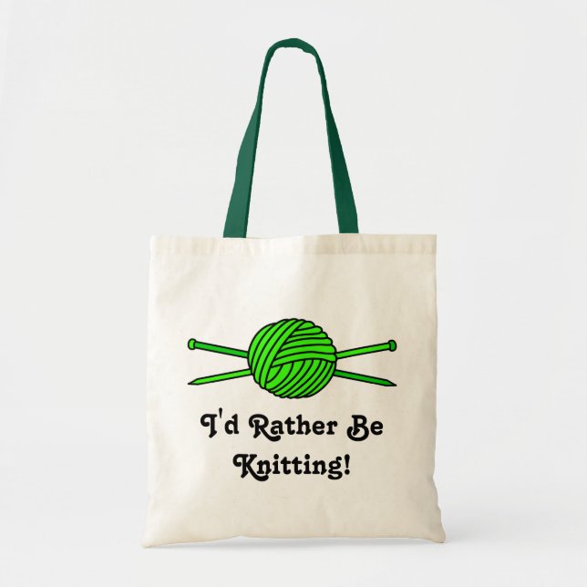 Bolsa Tote Bola do verde limão do fio & das agulhas de (Frente)