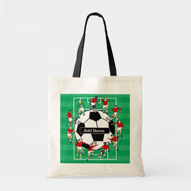 Bolsa Tote Bola e jogadores personalizados de futebol (Frente)
