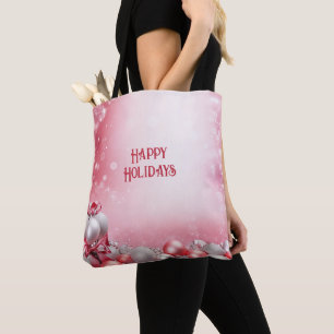 Bolsa Tote Bolas brancas cor-de-rosa - Banheira de Natal Feri