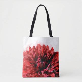 Bolsa Tote Bold Dahlia Watercolor Crimson