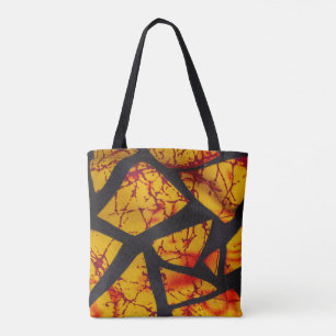 Bolsa Tote Bold Geometric African Wax Print Fabric - Gold, Re