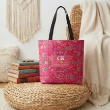 Bold Oriental Rug Vibrant Hot Pink Jewel-Toned
