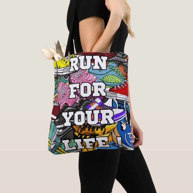 Bolsa Tote Bold Pop Art Runner Jogger (Close Up)