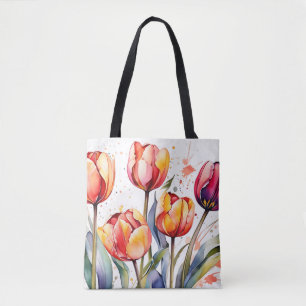 Bolsa Tote Bold Tulip Blooms Colorida Moderna
