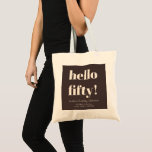 Bolsa Tote Bold Typography Brown Modern 50th Birthday Custom<br><div class="desc">This personalized birthday tote bag features bold, modern typography on a rich brown background with soft ivory cream lettering for a stylish, elevated look. Designed as a functional party favor or keepsake, it works well for any age birthdays celebrations. Customize the name, date, and event details to match your party...</div>