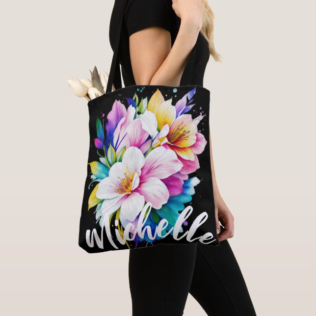 Bolsa Tote Bold Watercolor Floral (Close Up)