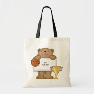 Bolsa Tote Boletim do urso do basquetebol (customizável)