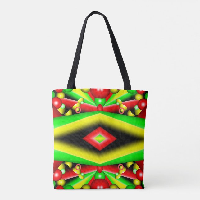Bolsa Tote Bolhas Amarelas Vermelhas Verdes E Abstrato de Art (Verso)