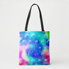 Bolsa Tote Bolhas azuis abstratas cores brilhantes tendência 