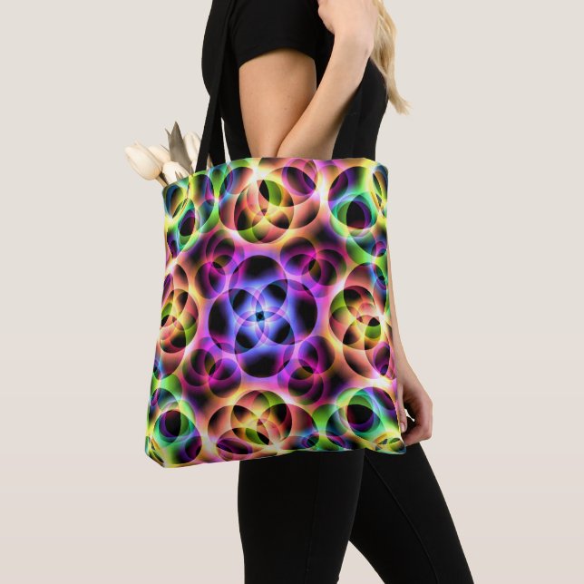 Bolsa Tote Bolhas de Arco-íris Duas (Close Up)