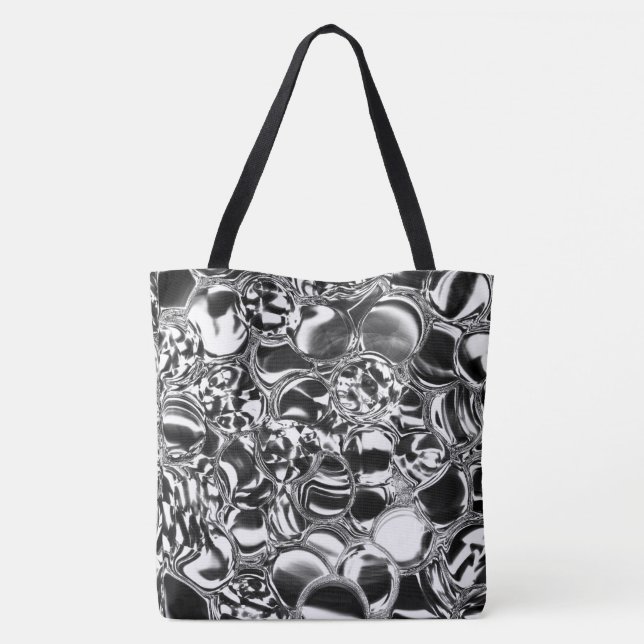 Bolsa Tote Bolhas de prata com tom de vidro ou metal (Verso)