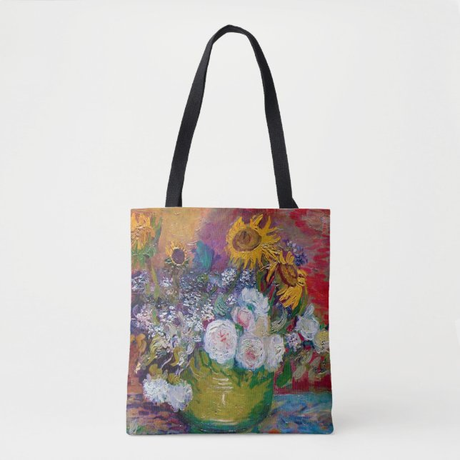 Bolsa Tote Boliche com Flores, Van Gogh (Frente)
