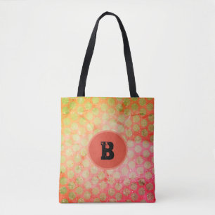 Bolsa Tote Bolinhas amarelas, vermelhas e verdes com monogram
