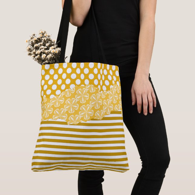 Bolsa Tote Bolinhas Amarelo Joyful Camada (Close Up)