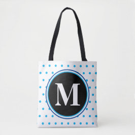 Bolsa Tote Bolinhas Azuis Monogramas