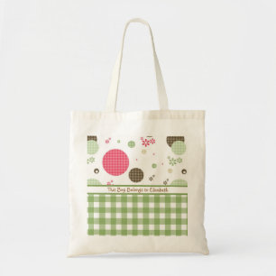 Bolsa Tote Bolinhas bonitos na moda do guingão com nome